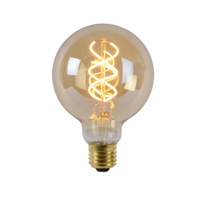 Lucide - Lampadina G95 - Bulbo a filamento a LED dimmerabile - Ø 9,5 cm - E27 - Colore: Ambra - 1 Lampadina E27 5W - Lumen 380 - Gradi Kelvin 2200k Luce Calda - IP 20 - SKU: 49032/05/62