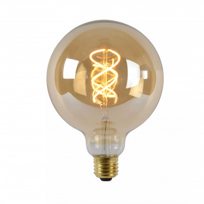 Lucide - Lampadina G125 - Bulbo a filamento LED dimmerabile - Ø 12,5 cm - E27 - Colore: Ambra - 1 Lampadina E27 5W - Lumen 380 - Gradi Kelvin 2200k Luce Calda - IP 20 - SKU: 49033/05/62
