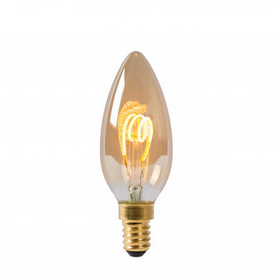 Lucide - Lampadina C35 - Bulbo a filamento LED dimmerabile - Ø 3,5 cm - E14 - Colore: Ambra - 1 Lampadina E14 3W - Lumen 165 - Gradi Kelvin 2200k Luce Calda - IP 20 - SKU: 49043/03/62