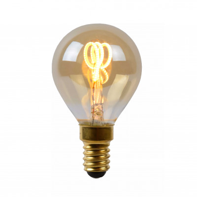 Lucide - Lampadina P45 - Bulbo a filamento LED dimmerabile - Ø 4,5 cm - E14 - Colore: Ambra - 1 Lampadina E14 3W - Lumen 165 - Gradi Kelvin 2200k Luce Calda - IP 20 - SKU: 49046/03/62