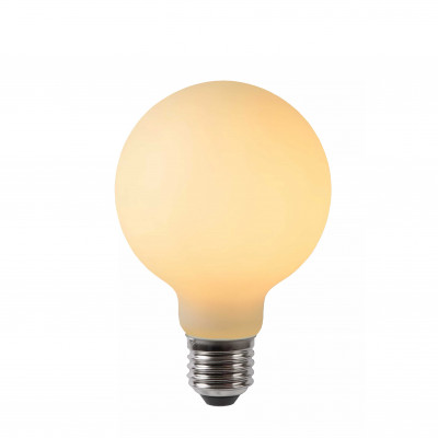 Lucide - Lampadina G80 - Bulbo a filamento LED dimmerabile - Ø 8 cm - E27 - Colore: Giallo Tenue - 1 Lampadina E27 5W - Lumen 500 - Gradi Kelvin 2700k Luce Calda - IP 20 - SKU: 49048/05/61
