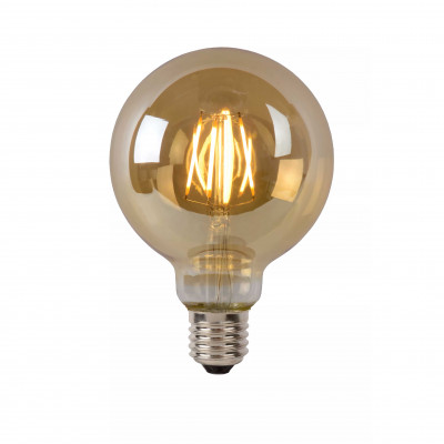 Lucide - Lampadina G95 - Bulbo a filamento LED dimmerabile - Ø 9,5 cm - E27 - Colore: Ambra - 1 Lampadina E27 5W - Lumen 600 - Gradi Kelvin 2700k Luce Calda - IP 20 - SKU: 49069/05/62
