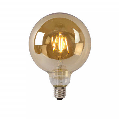 Lucide - Lampadina G125 - Bulbo a filamento LED dimmerabile - Ø 12,5 cm - E27 - Colore: Ambra - 1 Lampadina E27 8W - Lumen 900 - Gradi Kelvin 2700k Luce Calda - IP20 - SKU: 49070/08/62