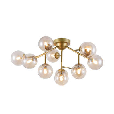 Maytoni - Dallas - Lampadario da soffitto piccola dalle linee moderne con bocce in vetro soffiato - Colore: Ambra - 12 Lampadine G9 28W - IP20 - SKU: MOD545PL-12G