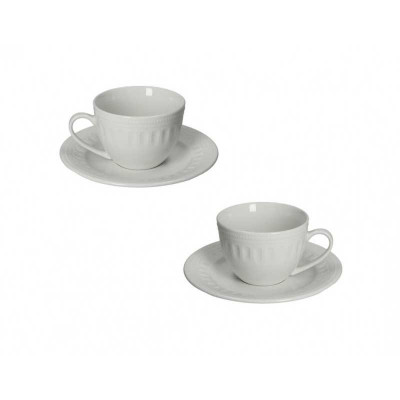  Brandani - Senzatempo - Set 2 pz tazzine da the con piattino in ceramica dalle linee classiche - Colore: Bianco - SKU: B52402 
