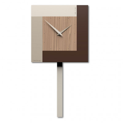 CalleaDesign - Stripes - Orologio a pendolo moderno da parete - Colore: Noce Canaletto - SKU: 58-11-1-85