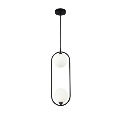 Maytoni Ring Sospensione moderna con struttura regolabile e diffusori in vetro Colore: Nero