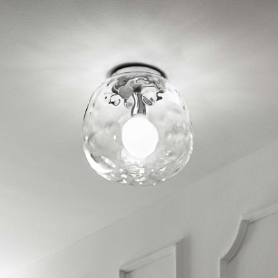 Perenz - Skin - Plafoniera di design moderno in cromo lucido con vetro trasparente - Colore: Trasparente - 1 Lampadina E27 60W - IP20 - SKU: 6467TR