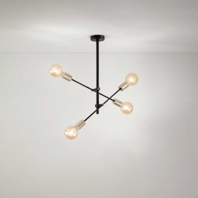 Perenz - Vector - Plafoniera moderna con 4 lampadine orientabili in metallo verniciato - Colore: Nero - 4 Lampadine E27 40W - IP20 - SKU: 6604N