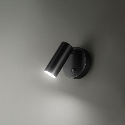 Perenz - Canor - Faretto a LED singolo design moderno in metallo con interruttore - Colore: Nero - 1 Lampadina Led Integrato 5W - Lumen 350 - Gradi Kelvin 3000k Luce Calda - IP20 - SKU: 6640NLC
