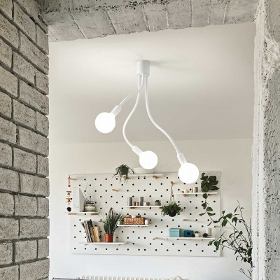 Perenz - Bulbo - Plafoniera in stile moderno 3 braccia orientabili in metallo e gomma - 3 Lampadine E27 60W - IP20 - SKU: 6678B