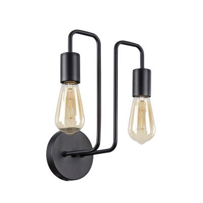 Maytoni - Gilbert - Applique da parete in metallo con due lampadine in stile moderno - Colore: Nero - 2 Lampadine E27 60W - IP20 - SKU: T532WL-02B