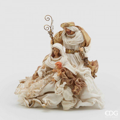 EDG - Enzo de Gasperi - Statuina della natività con base e con lanterna - Colore: Avorio/Oro - SKU: 683485-040