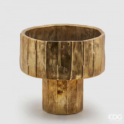 EDG - Enzo de Gasperi - Decorazione natalizia Vaso rotondo grande scanalato con piede - Colore: Oro - SKU: 714667-09