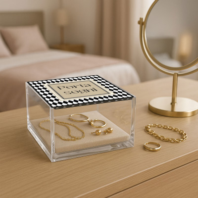 Vesta - Happy Beaty - Portagioie quadrato grande in plexiglass con coperchio - SKU: 75049