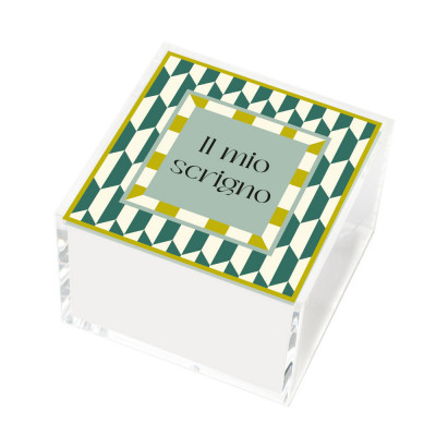 Vesta Happy Beaty Portagioie quadrato grande in plexiglass con coperchio Colore: Verde