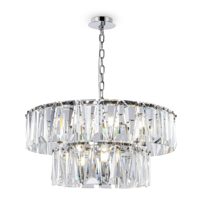 Maytoni - Puntes - Lampadario moderno con doppi diffusori in vetro - Colore: Cromato - 12 Lampadine - E14 - 40W - IP20 - SKU: MOD043PL-12CH