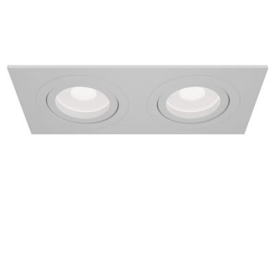 Maytoni - Atom - Faretti da incasso con 2 lampade orientabili e struttura in metallo verniciato - Colore: Bianco - 2 Lampadine - GU10 - 50W - IP20 - SKU: DL024-2-02W