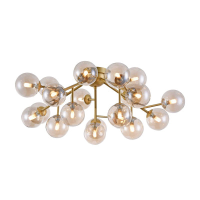 Maytoni - Dallas - Lampadario da soffitto dalle linee moderne con bocce in vetro soffiato - Colore: Ambra - 20 Lampadine G9 28W - IP20 - SKU: MOD545PL-20G