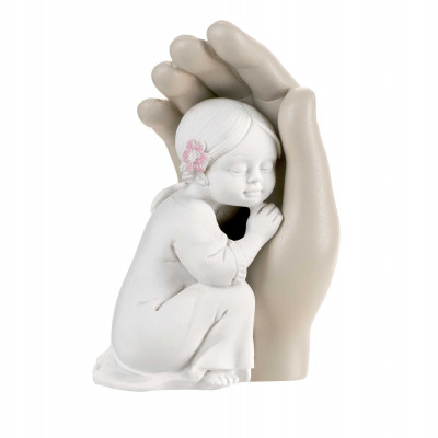 Bongelli Preziosi Bomboniera Battesimo - Scultura Bambina abbracciata Colore: Nocciola