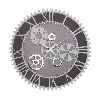 Bongelli Preziosi - Orologio da parete in legno con ingranaggi in stile moderno - Colore: Grigio - SKU: ME1957/G