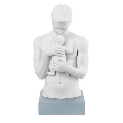 Bongelli Preziosi Scultura da tavolo moderno con base colorata "Abbraccio di papà" Colore: Carta da Zucchero