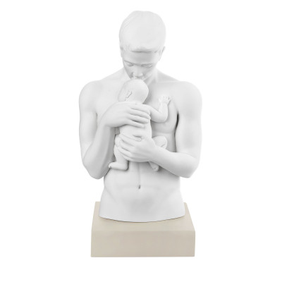 Bongelli Preziosi Scultura da tavolo moderno con base colorata "Abbraccio di papà" Colore: Nocciola