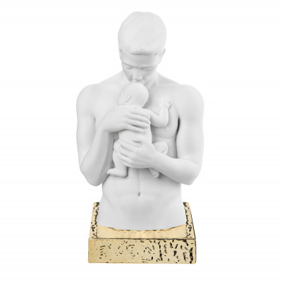 Bongelli Preziosi Scultura da tavolo moderno con base colorata "Abbraccio di papà" Colore: Oro