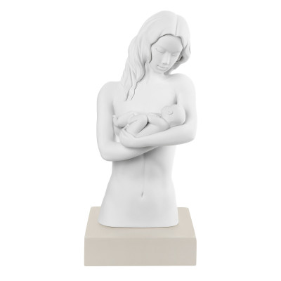 Bongelli Preziosi Scultura da tavolo moderna con base colorata "Abbraccio di mamma" Colore: Nocciola
