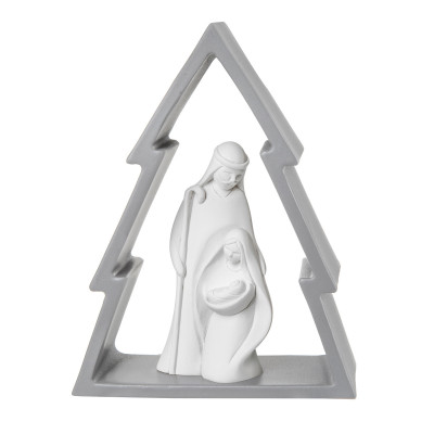 Bongelli Preziosi Decorazione natalizia con albero di natale piccolo e la natività Colore: Grigio