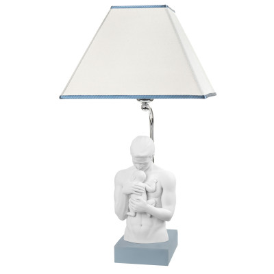 Bongelli Preziosi - Lampada da tavolo moderna con scultura abbraccio paterno - Colore: Carta da Zucchero - 1 Lampadina - E27 - 60W - SKU: ME1930/Z