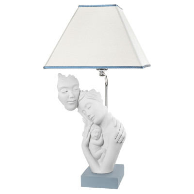 Bongelli Preziosi - Lampada da tavolo moderna con base colorata e scultura abbraccio famiglia - Colore: Carta da Zucchero - 1 Lampadina - E27 - 60W - SKU: ME1932/Z