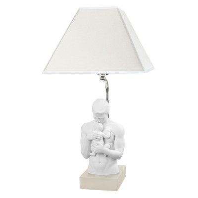 Bongelli Preziosi - Lampada da tavolo moderna con scultura abbraccio paterno - Colore: Nocciola - 1 Lampadina - E27 - 60W - SKU: ME1930/N