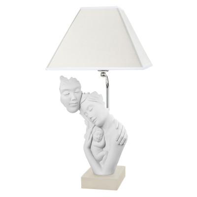 Bongelli Preziosi - Lampada da tavolo moderna con base colorata e scultura abbraccio famiglia - Colore: Nocciola - 1 Lampadina - E27 - 60W - SKU: ME1932/N