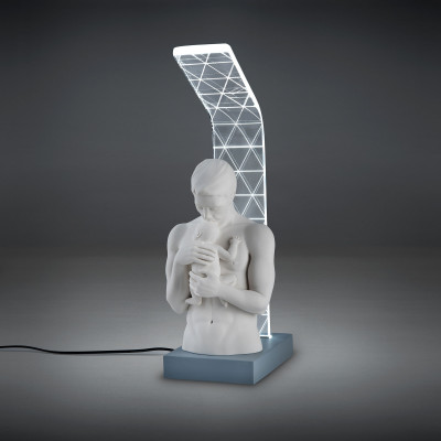 Bongelli Preziosi Lampada da comodino Abat Jour moderna a led con scultura abbraccio di papà Colore: Carta da Zucchero