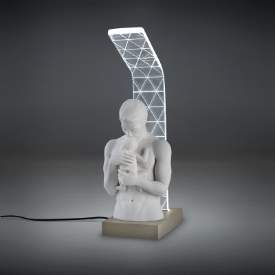 Bongelli Preziosi Lampada da comodino Abat Jour moderna a led con scultura abbraccio di papà Colore: Nocciola