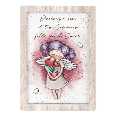 Bongelli Preziosi - Bomboniera Comunione - Angeli dei Sogni con cuoricini Femmina - Colore: Rovere Breeze - SKU: ME1992/F