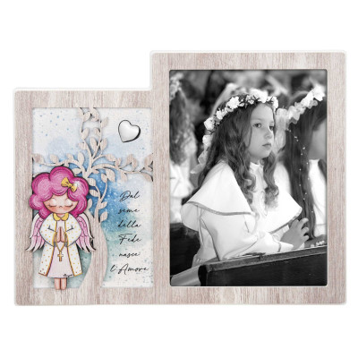 Bongelli Preziosi - Bomboniera Comunione - Angeli dei Sogni con cuore Femminuccia - Colore: Rovere Breeze - SKU: ME1999/F