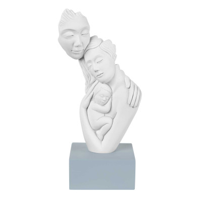 Bongelli Preziosi Scultura da tavolo in marmorino con base con la famiglia abbracciata Colore: Celeste