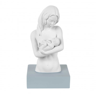 Bongelli Preziosi Scultura da tavolo in marmorino con base e la famiglia abbracciata Colore: Celeste