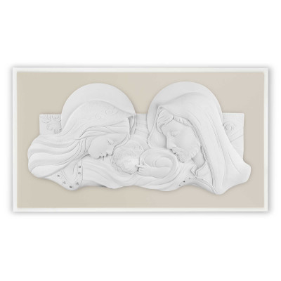 Bongelli Preziosi - Capezzale moderno con la sacra famiglia in marmorino e pannello in legno - Colore: Nocciola - SKU: ME2105/N