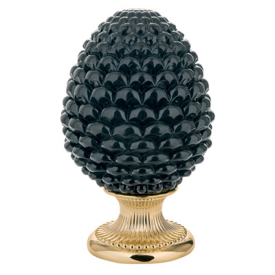  Bongelli Preziosi - Lampada da tavolo moderna a forma di Pigna siciliana decorata a mano - Colore: Nero - 1 Lampadina E27 60W - SKU: ME1876/NERO 