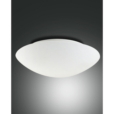 Fabas Luce - Pandora - Plafoniera grande in metallo con diffusore in vetro a risparmio energetico - Colore: Bianco - 2 Lampadine E27 40W - IP20 - SKU: 2433-64-102