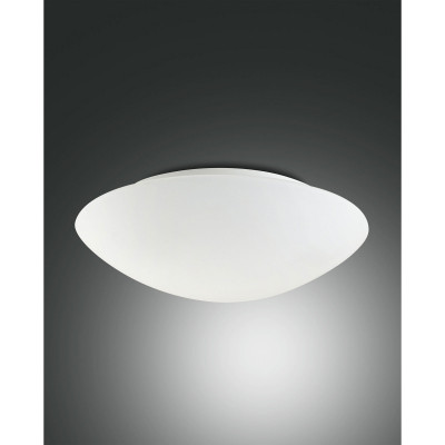 Fabas Luce - Pandora - Plafoniera piccola in metallo a risparmio energetico con diffusore in vetro - Colore: Bianco - 2 Lampadine E27 40W - IP20 - SKU: 2433-65-102