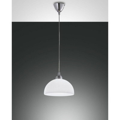 Fabas Luce Nice Sospensione piccola moderna con struttura in metallo e paralume in vetro Colore: Bianco