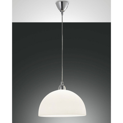 Fabas Luce Nice Sospensione grande moderna con struttura in metallo e paralume in vetro Colore: Bianco
