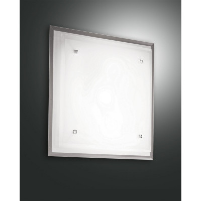 Fabas Luce - Maggie - Applique da parete media quadrata con diffusore in vetro - Colore: Bianco - 2 Lampadine E27 60W - IP20 - SKU: 2957-65-102