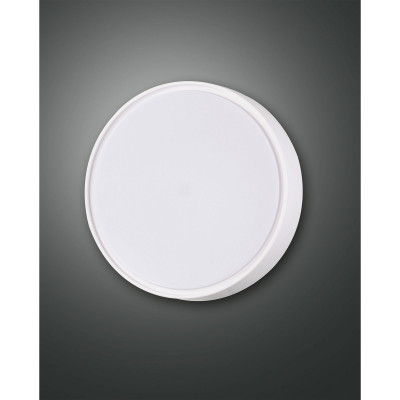 Fabas Luce - Hatton - Plafoniera piccola da esterno con sensore di movimento con lampada a LED - Colore: Bianco - 1 Lampadina 14W - Lumen 1300 - Gradi Kelvin 3000k Luce Calda - 65 - SKU: 3224-61-102