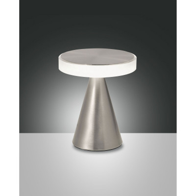 Fabas Luce Neutra Lampada da comodino a Led dimmerabile struttura in metallo dal design moderno Colore: Nichel