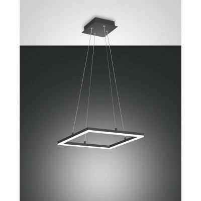 Fabas Luce Bard Sospensione quadrata a LED dal design moderno con struttura in metallo Colore: Antracite